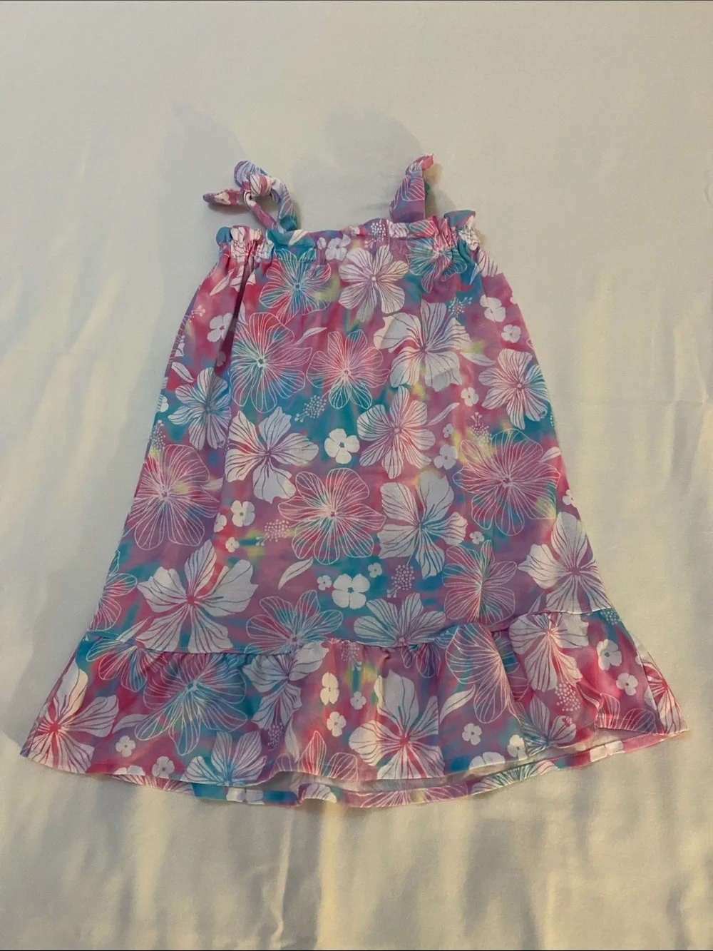 The Children's Place Pink & Blue Floral Tie-Shoulder Nightgown